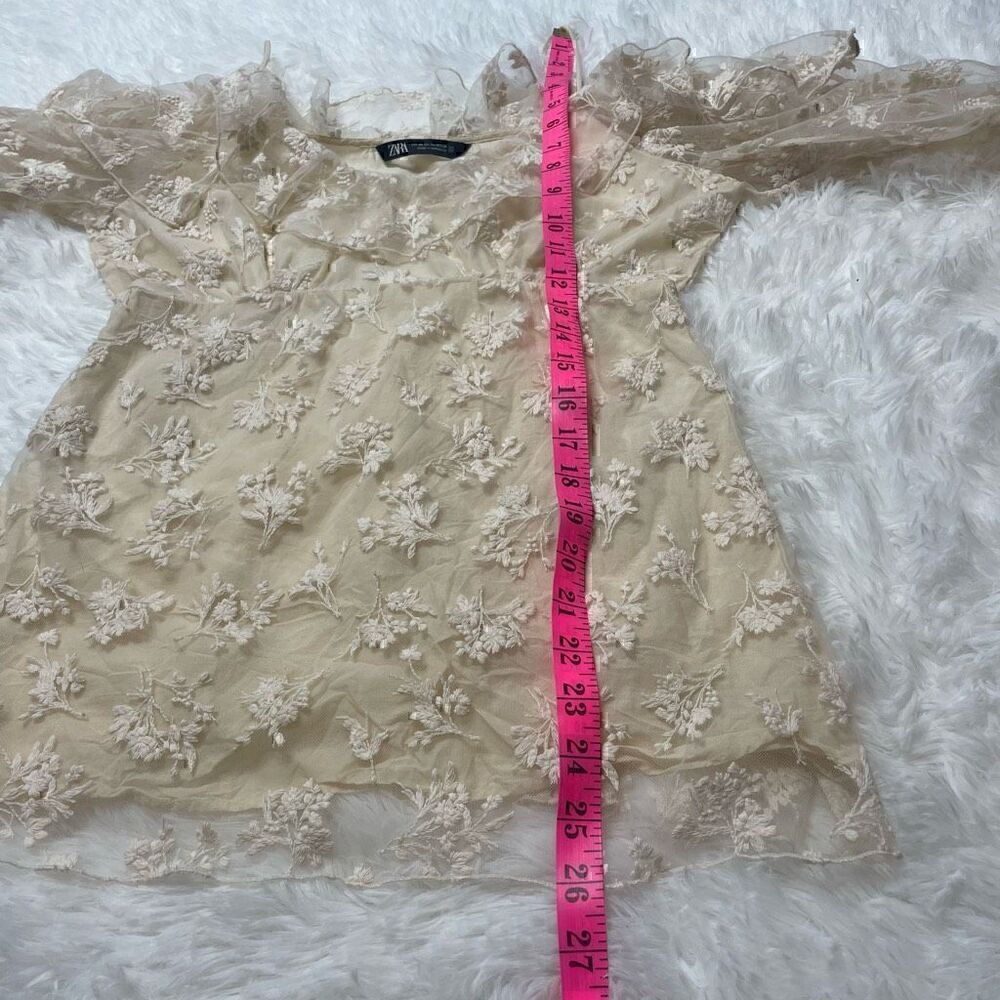 Zara Embroidered Ruffle Off Shoulder Lace Top Size XS - Small Romantic Ivory - Picture 10 of 14